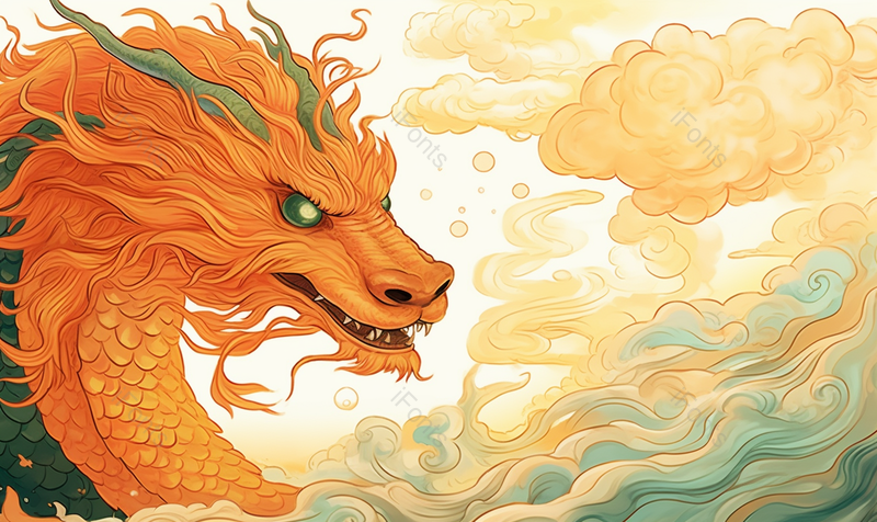 中国神话传说金龙神龙火云祥云龙珠国潮插,插画/手绘图,插画/手绘图库,插画/手绘图下载,插画/手绘